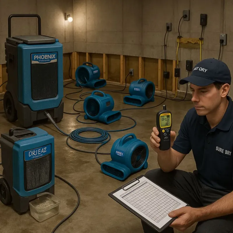 Structural Drying and Dehumidification process in Madison, CT